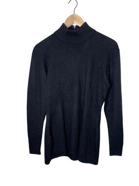 Vintage TSE Womens Black Cashmere Turtleneck Sweater Size Large